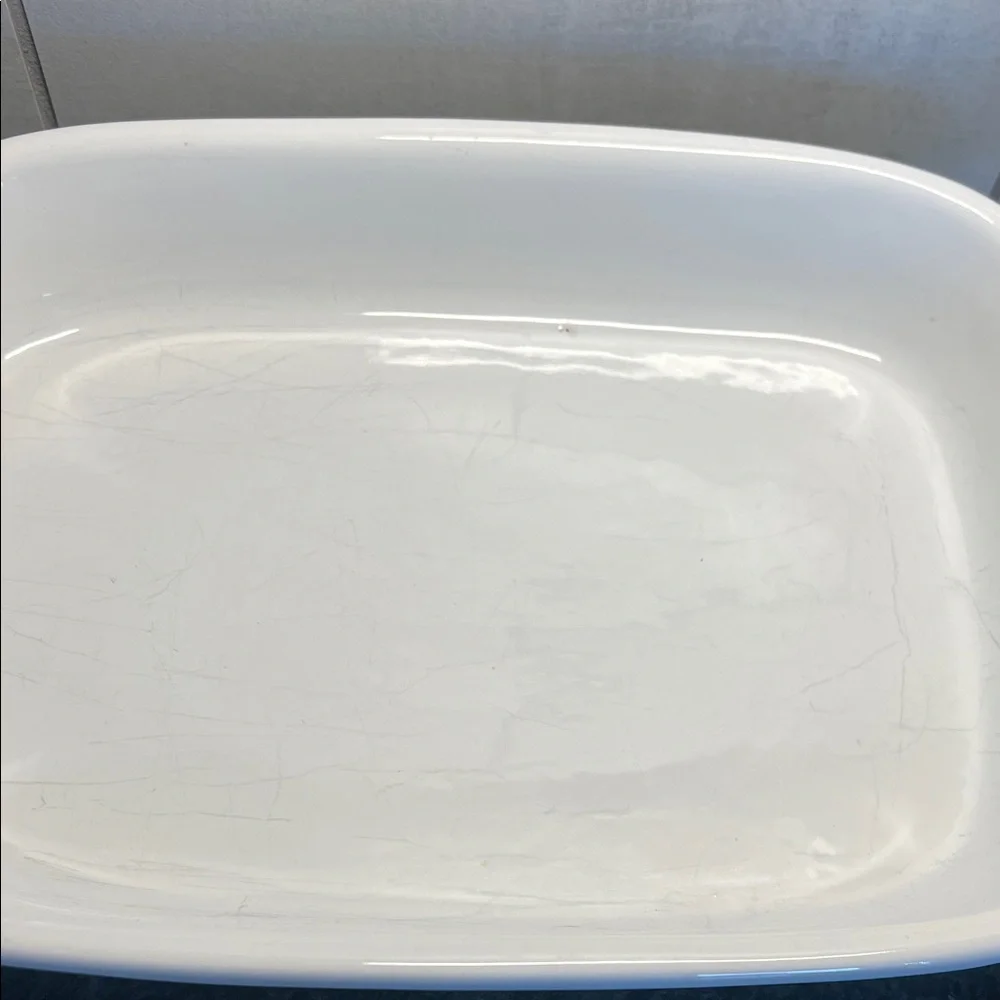 White and Green Floral Baking Dish
